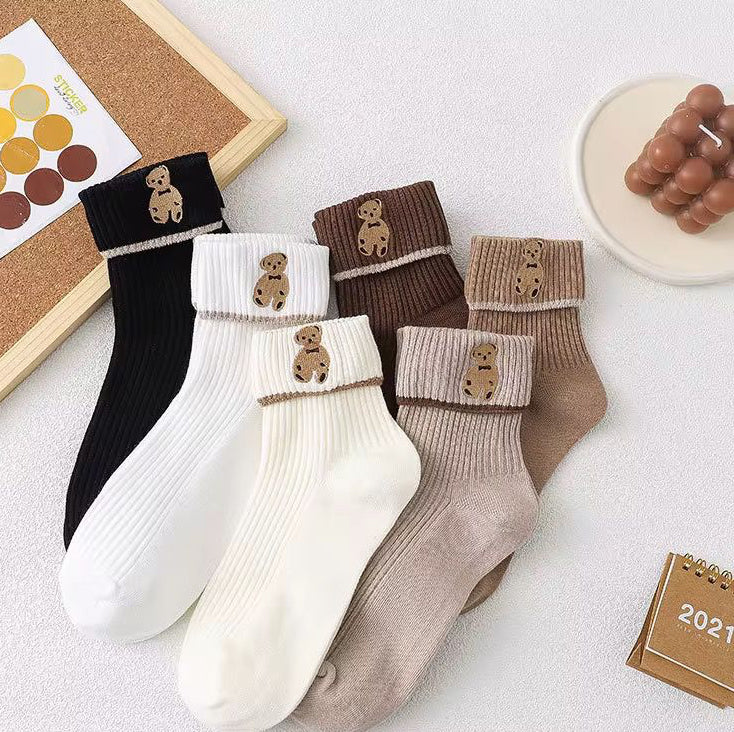 Chaussettes Mi-Longues Motif Ours | Kawaii, Fun & Confortables