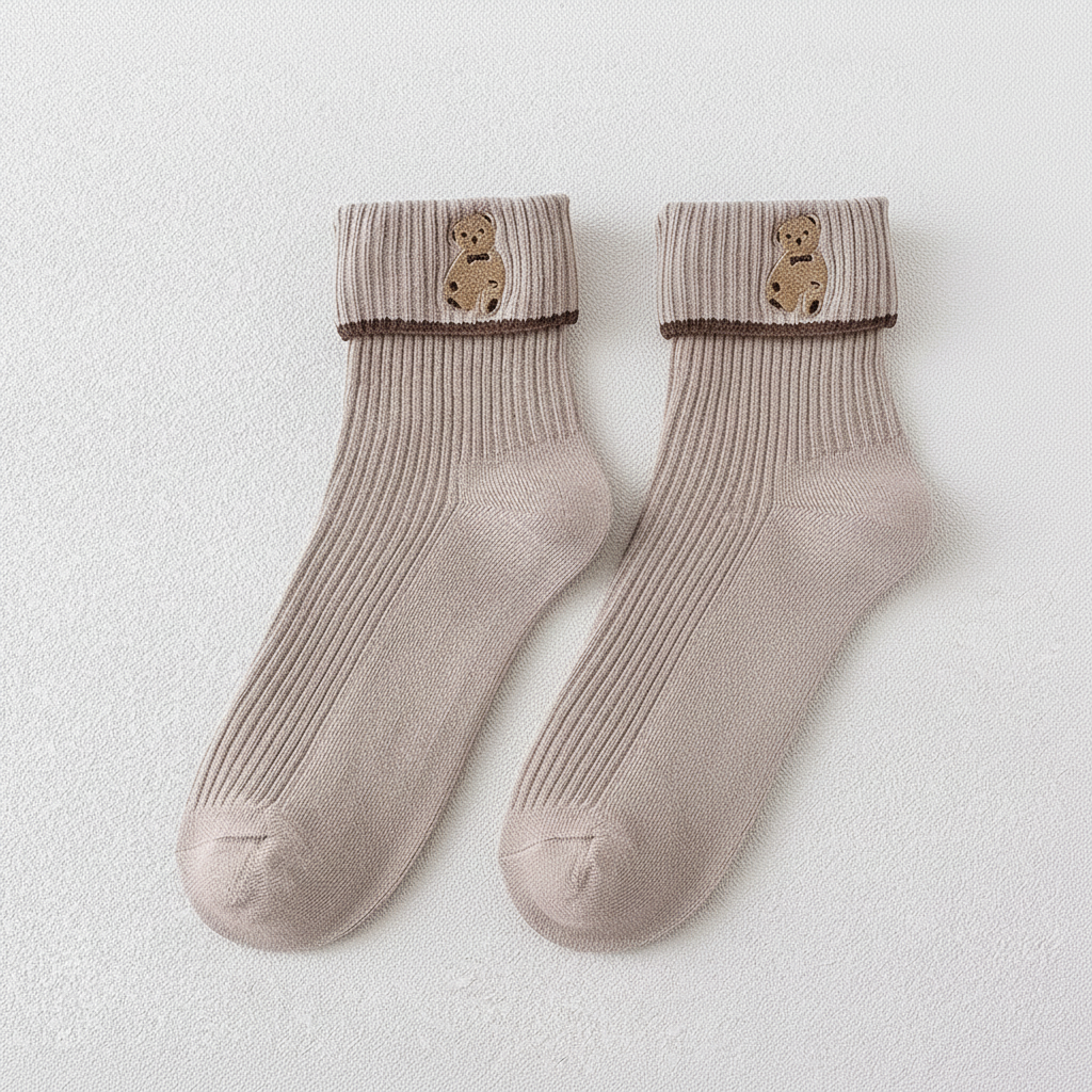 Chaussettes Mi-Longues Motif Ours | Kawaii, Fun & Confortables